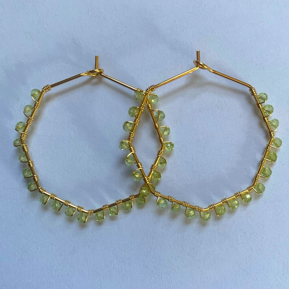 Peridot Octagon Hoops (18k Plated Gold/NWT)